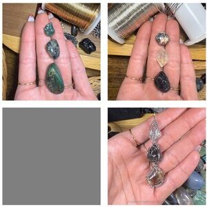 3 stone Wire Wrapped Stone Pendant